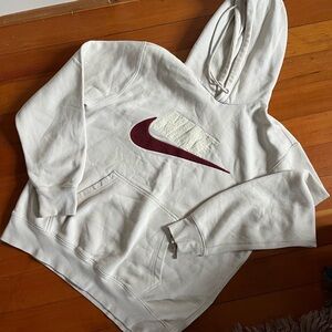 Nike Cream Hoodie with Red Logo